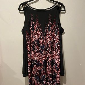 Invanka Trump Off-Shoulder Straight Black Floral Dress VINTAGE
